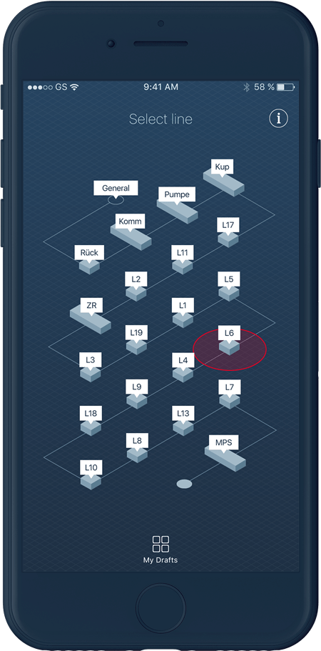 UI Design für Industrie 4.0 Smartphone App von Bosch