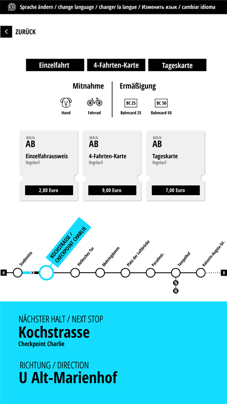 User Interface Design einer App - Beispiel: Fahrkartenübersicht