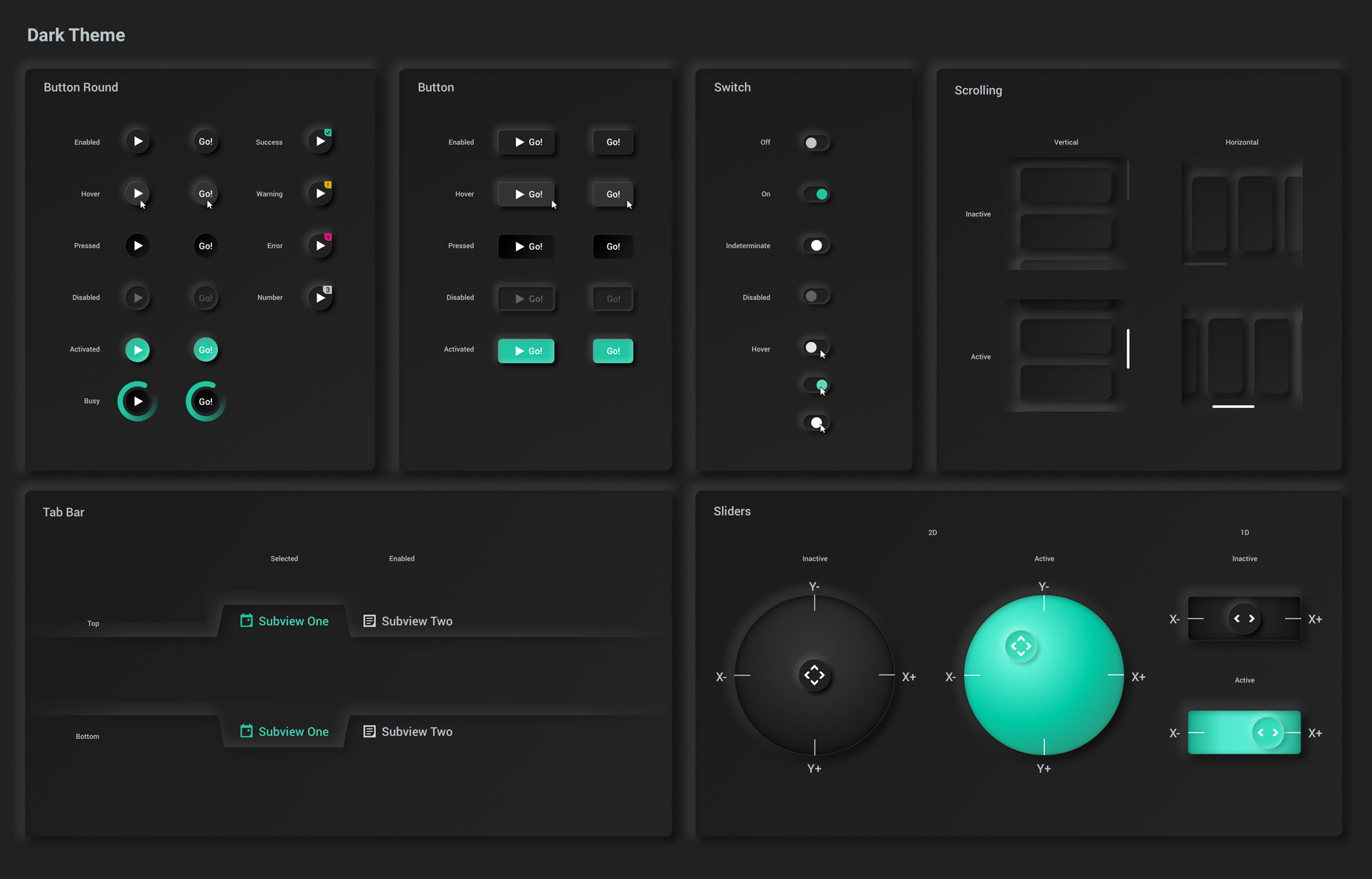 Dark Design Komponenten-Übersicht
