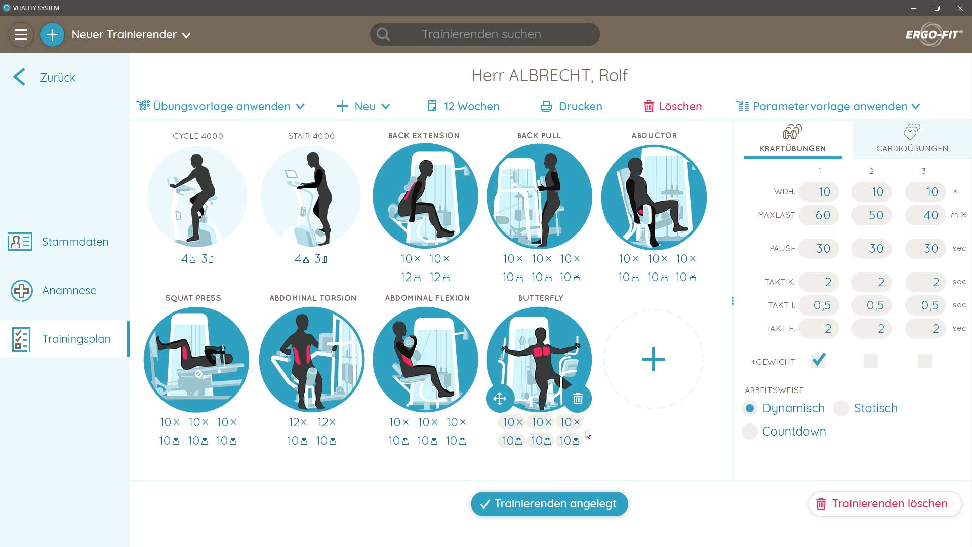 ERGO-FIT Explorer Trainingsplan Kraftübungen Mouseover