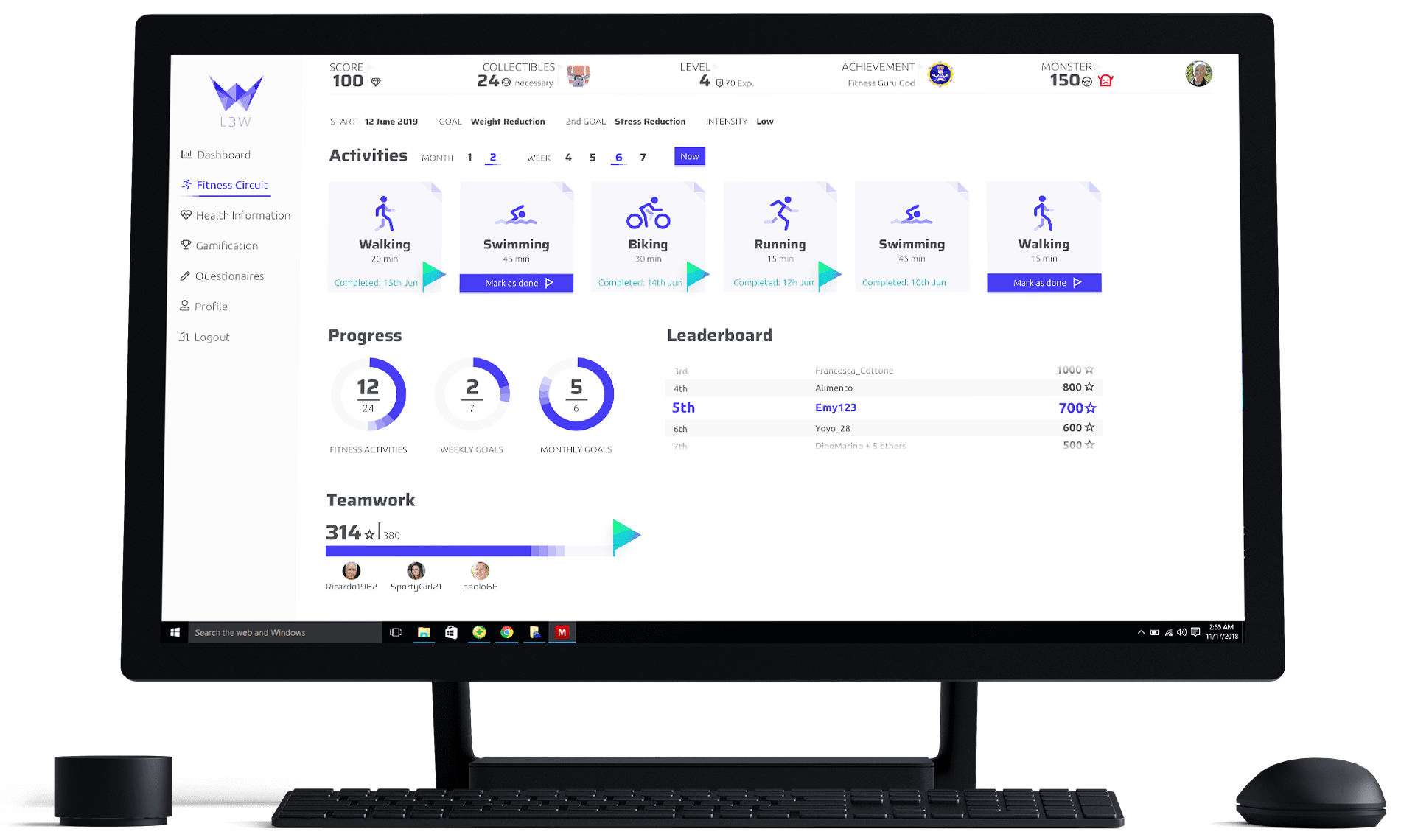 L3W Online Plattform Fitness-Schaltung
