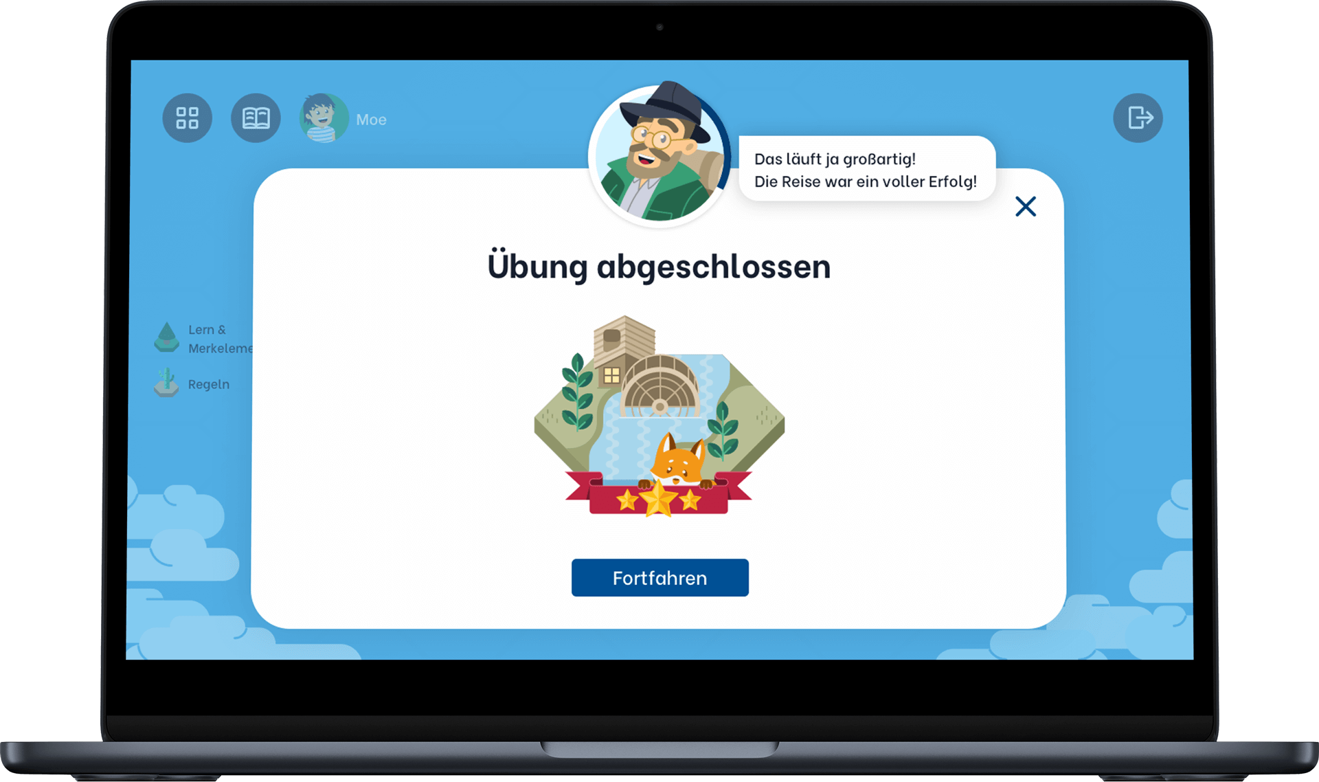 Lernspiel Übungen abgeschlossen