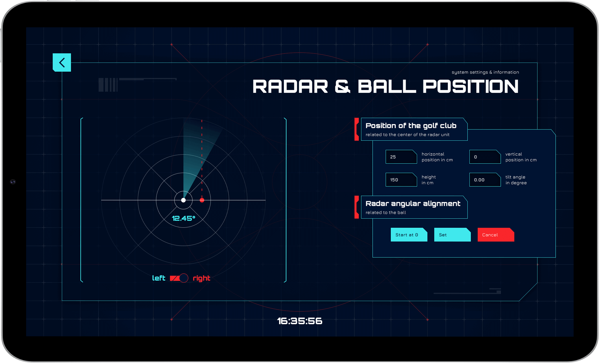 Position Radar und Golf Ball