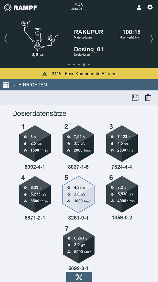 RAMPF HMI Dosierung Einrichten