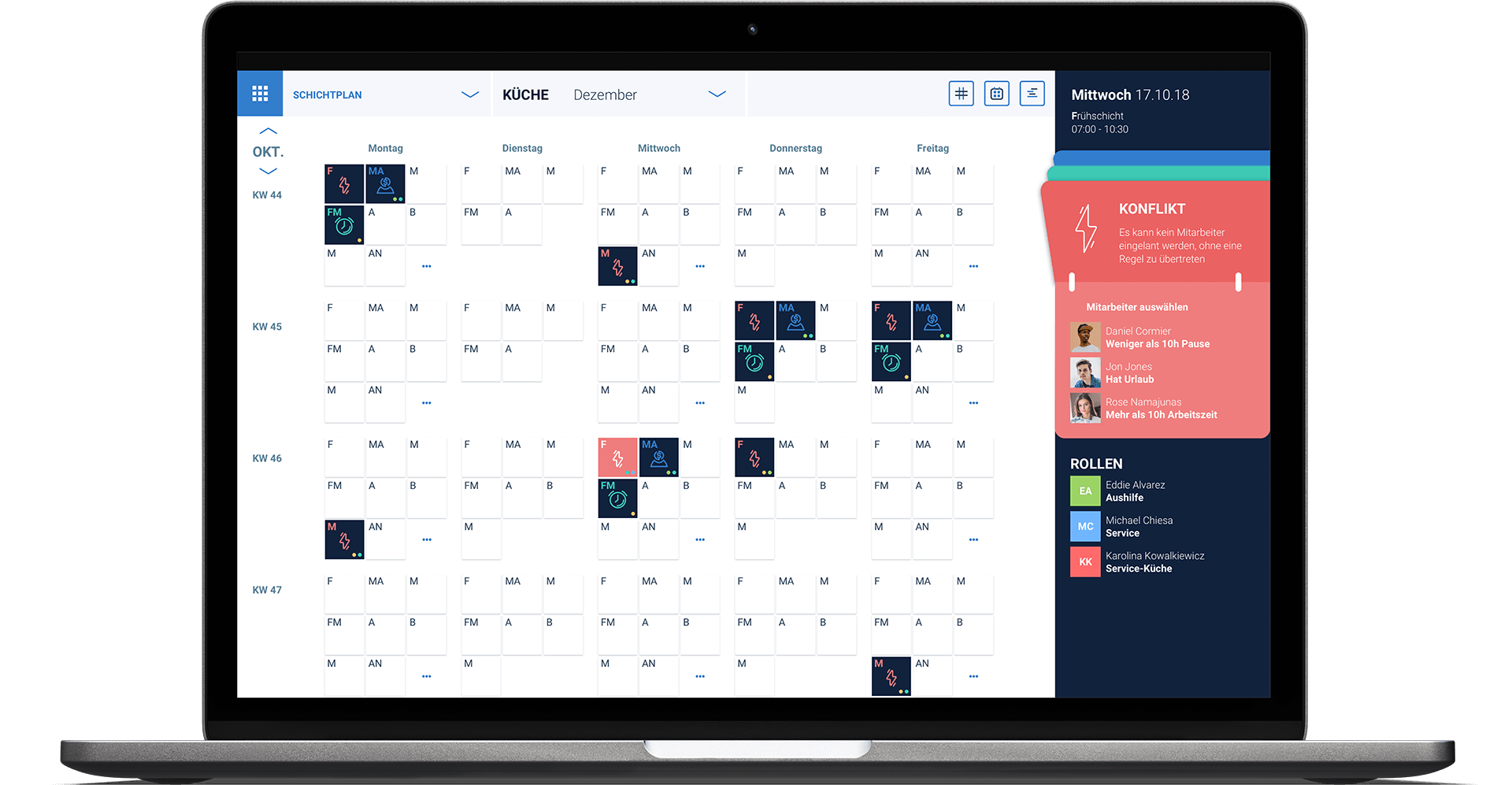 Schichtplaner Software Smart Scheduling Schichtplan Monatsuebersicht