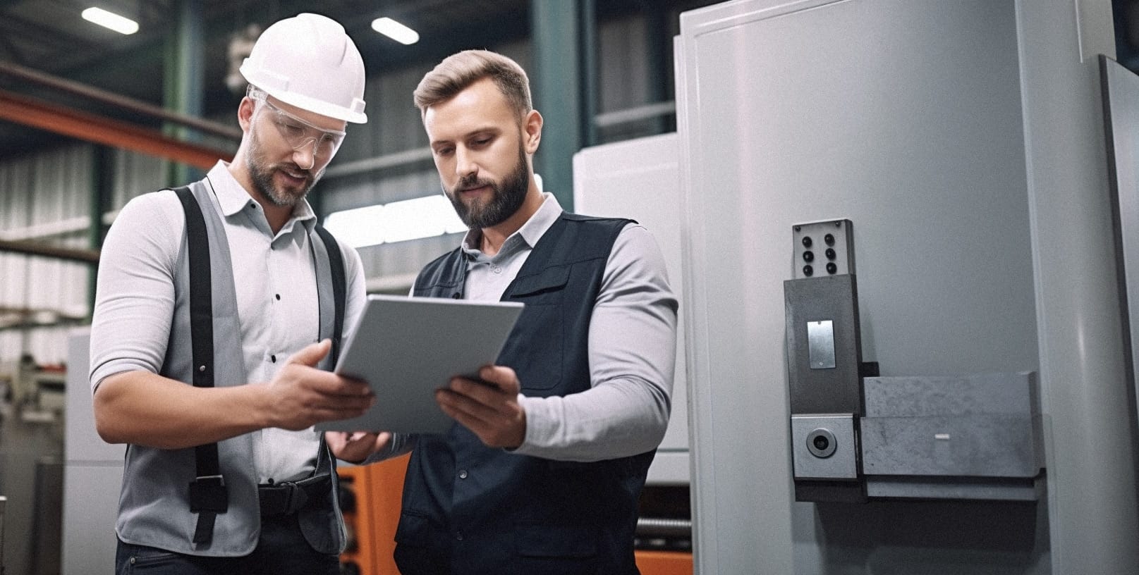 Ingenieure bei Einweisung an neuer Maschine