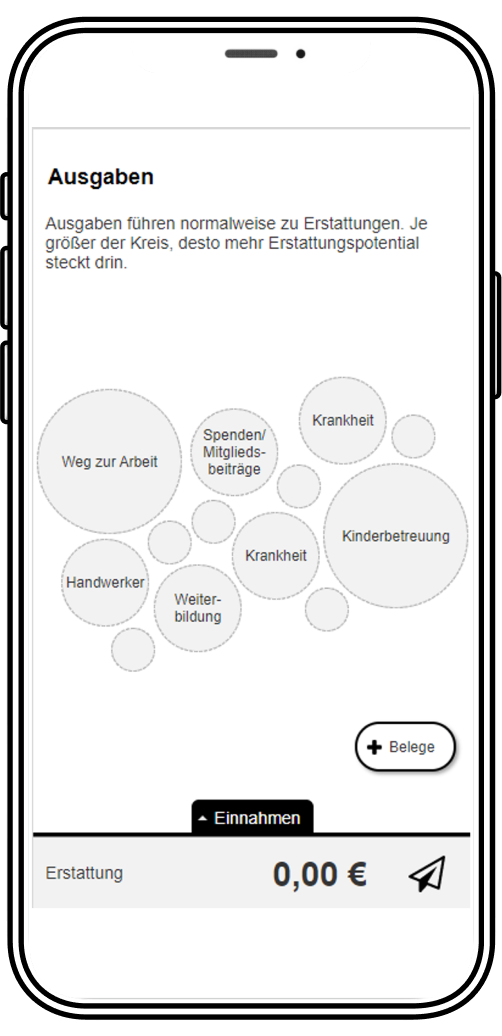 Steuertipps App Wireframe Ausgaben