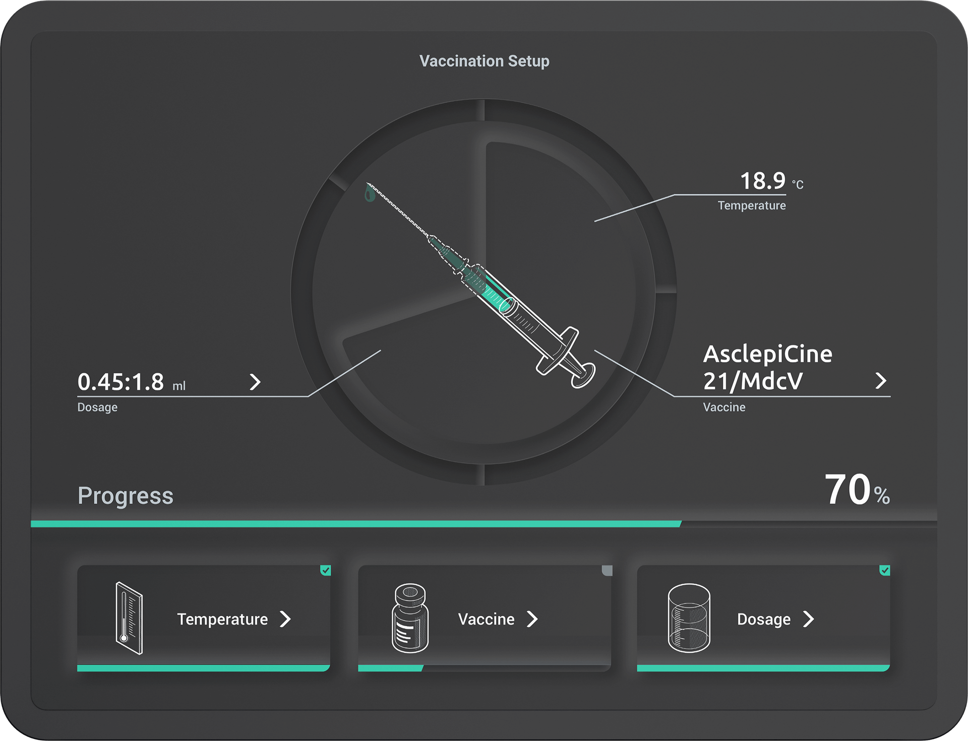 Einstellen der Impfung Dark Mode
